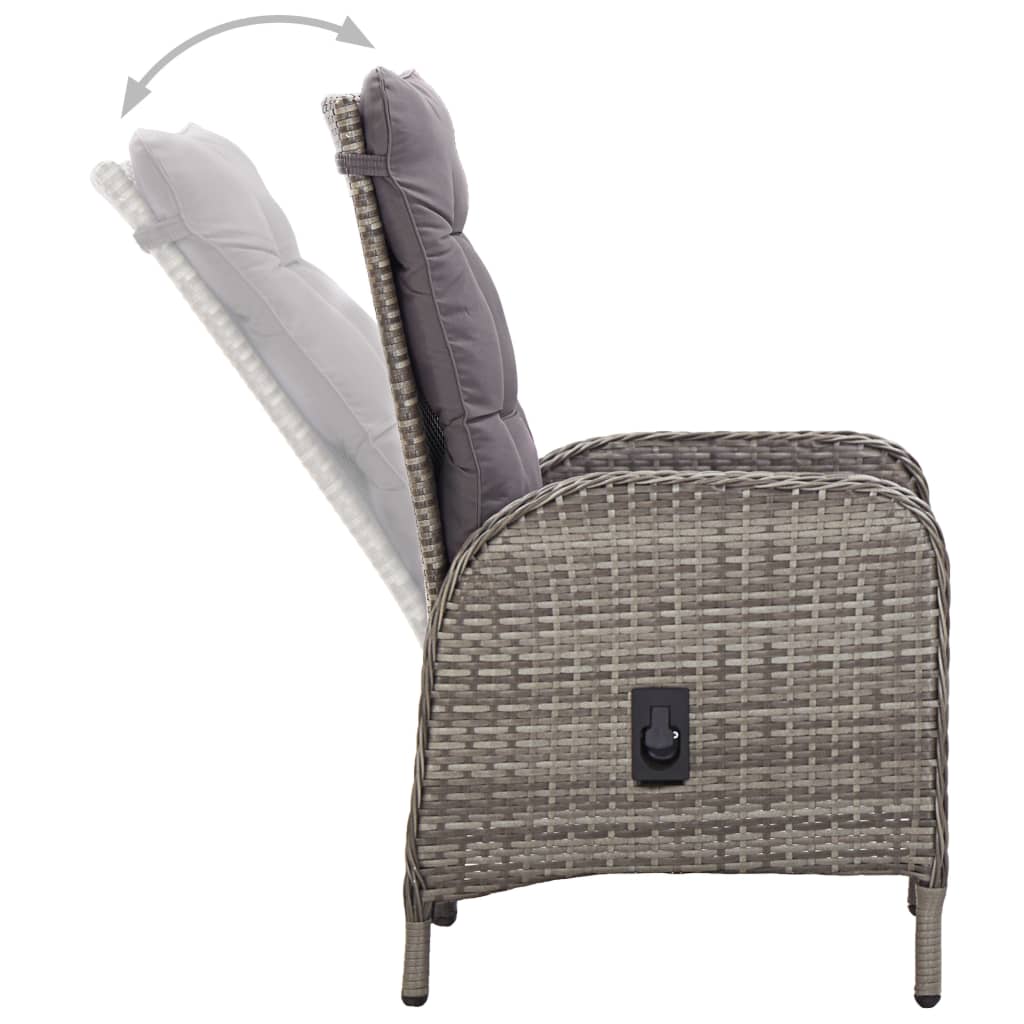 vidaXL Mobilier de bistro de jardin 5 pcs Résine tressée Gris