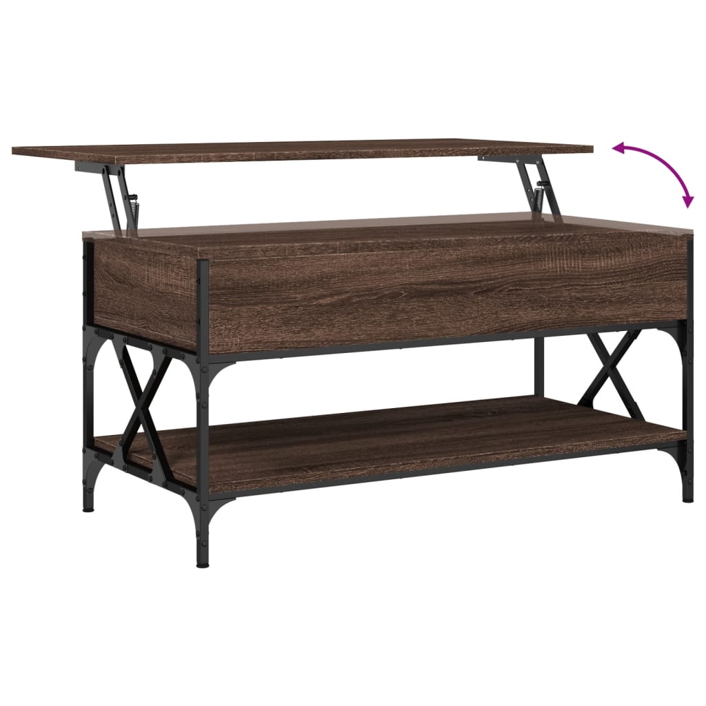 vidaXL Table basse chêne marron 100x50x50cm bois d'ingénierie et métal