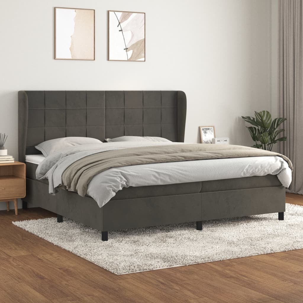 vidaXL Sommier à lattes de lit et matelas Gris foncé 200x200cm Velours