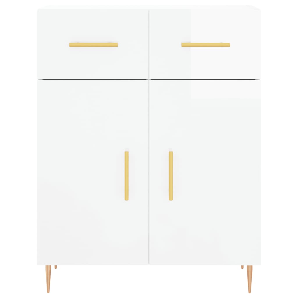 vidaXL Buffet haut Blanc brillant 69,5x34x180 cm Bois d'ingénierie