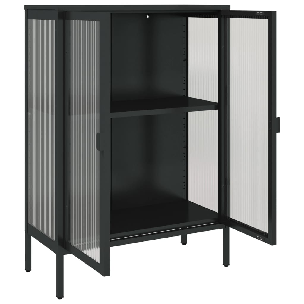 vidaXL Buffet noir 75x35x105 cm verre et acier