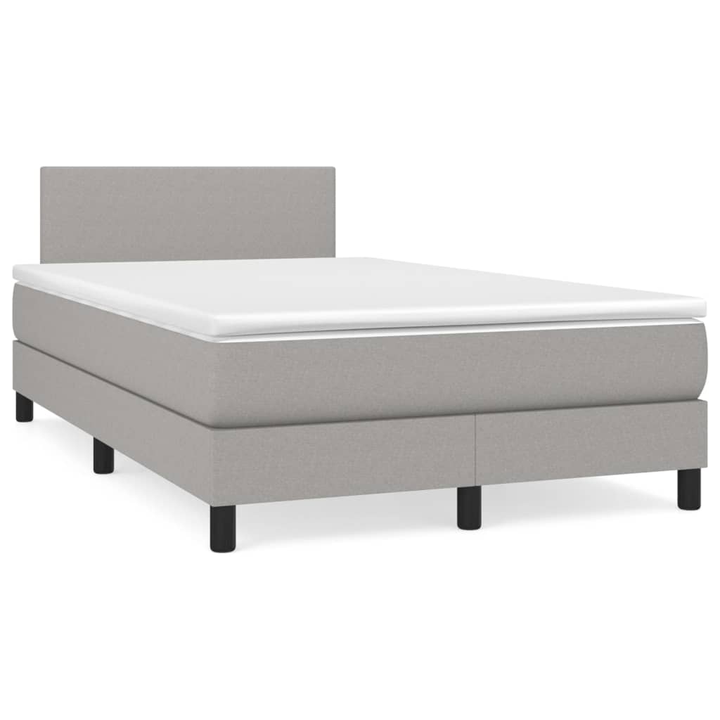 vidaXL Sommier à lattes de lit avec matelas Gris clair 120x200cm Tissu