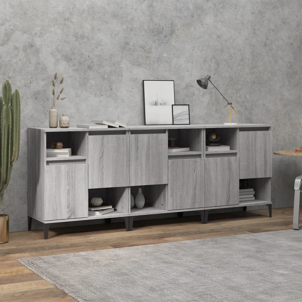 vidaXL Buffets 3 pcs sonoma gris 60x35x70 cm bois d'ingénierie