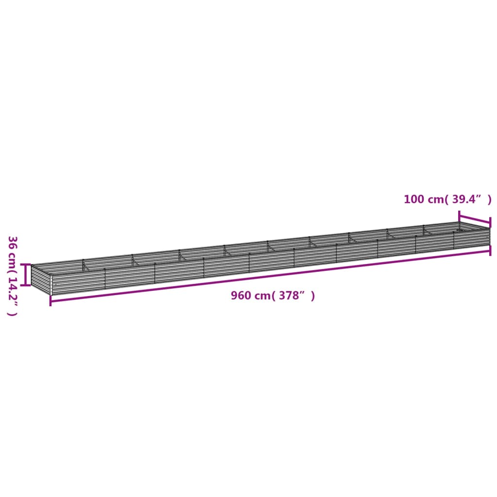 vidaXL Lit surélevé de jardin 960x100x36 cm acier corten