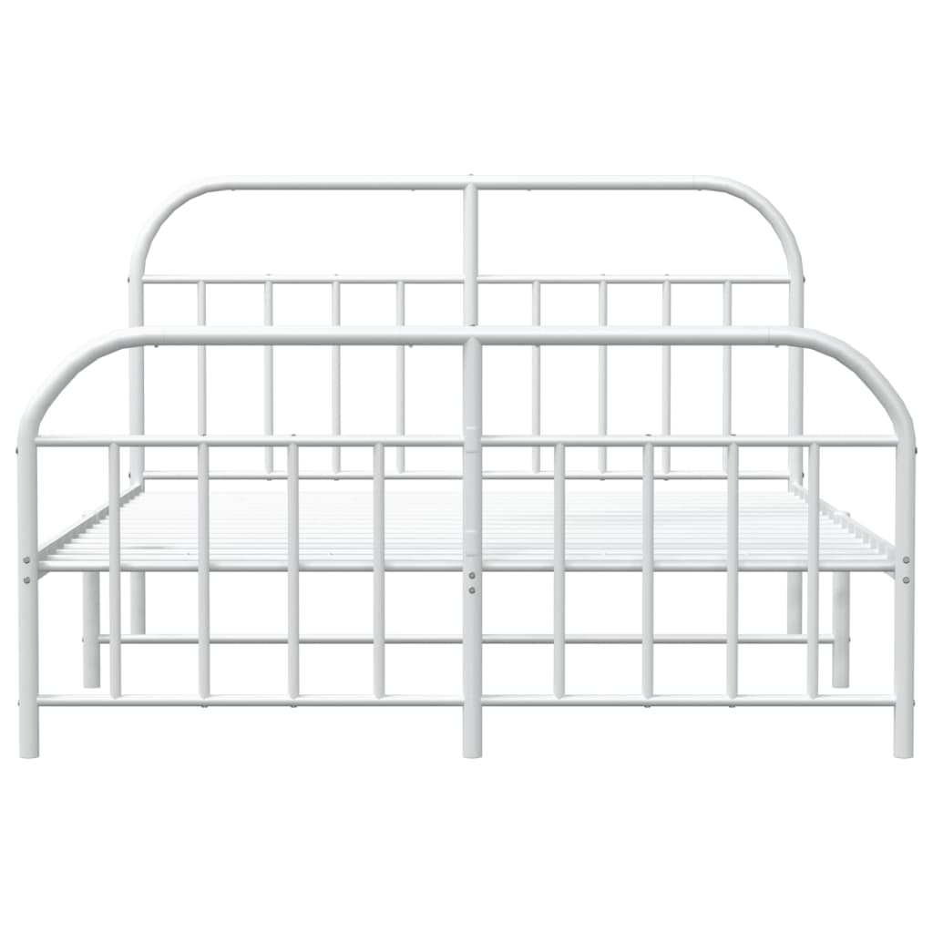 vidaXL Cadre de lit métal sans matelas et pied de lit blanc 140x200 cm