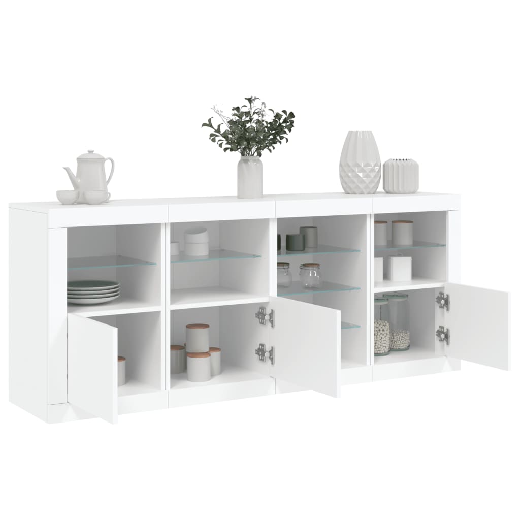 vidaXL Buffet avec lumières LED blanc 164x37x67 cm