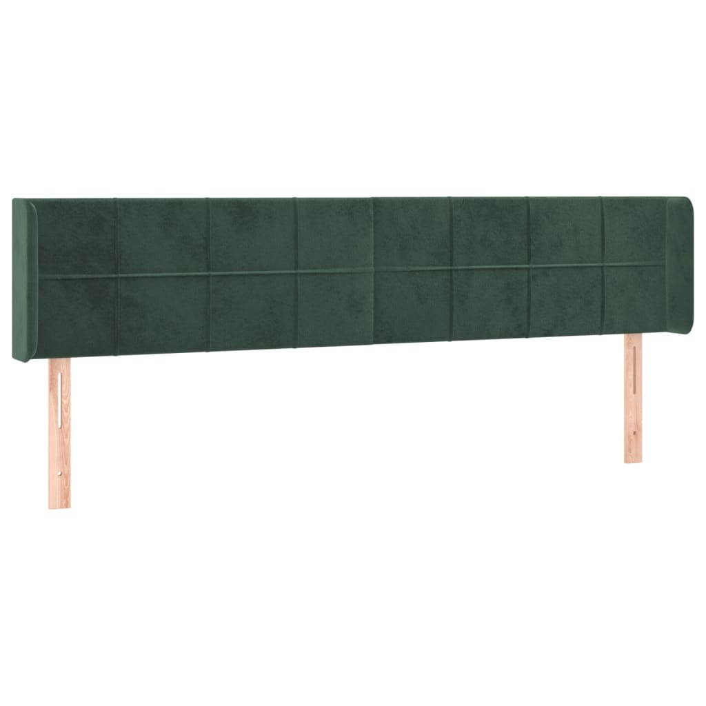 vidaXL Tête de lit avec oreilles Vert foncé 203x16x78/88 cm Velours