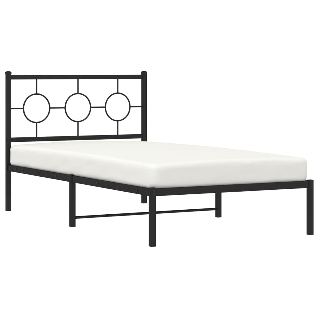 vidaXL Cadre de lit métal sans matelas avec tête de lit noir 100x200cm