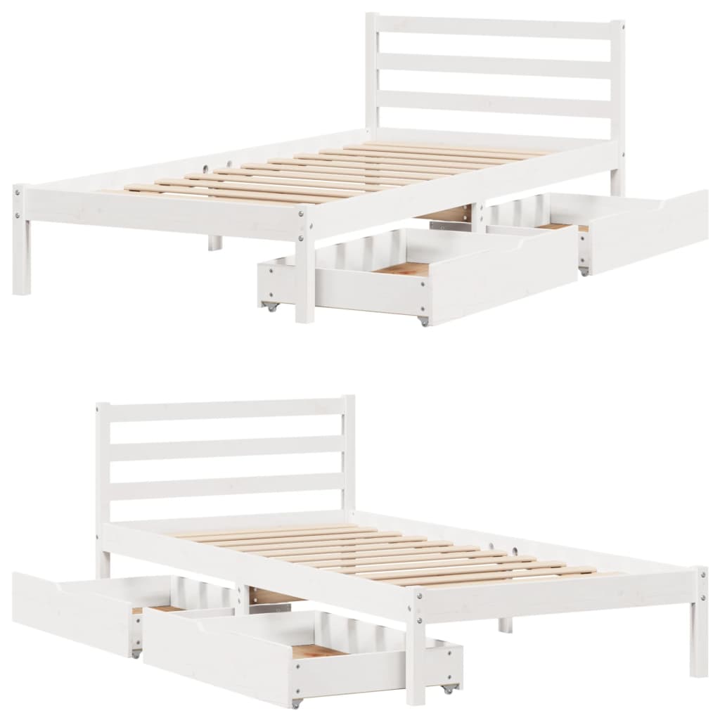 vidaXL Cadre de lit sans matelas blanc 100x200 cm bois de pin massif