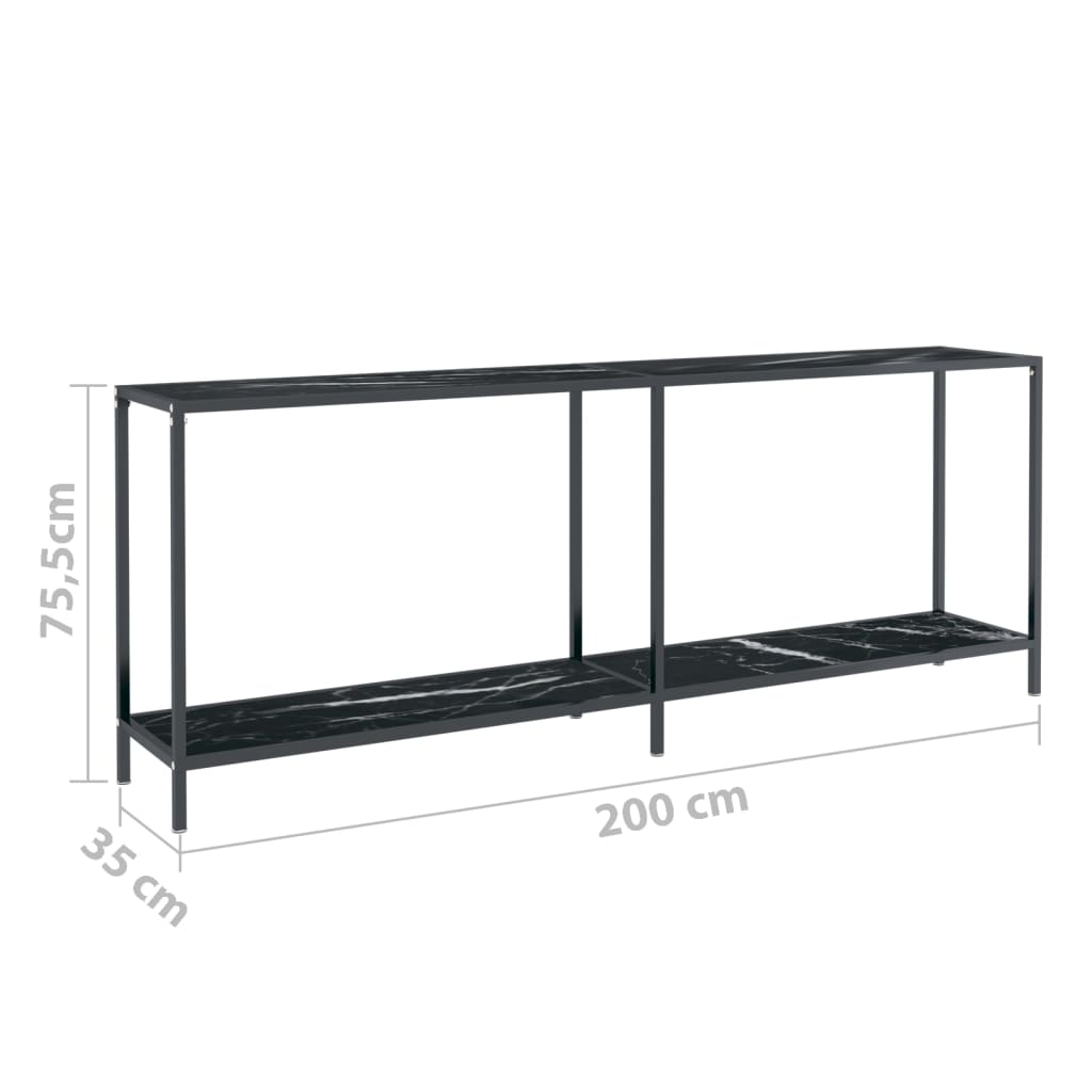 vidaXL Table console Noir 200x35x75,5 cm Verre trempé