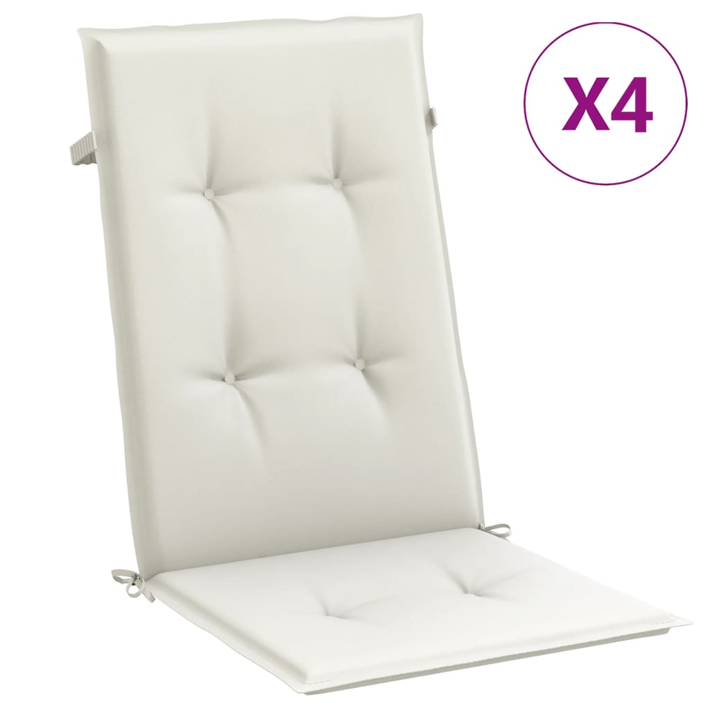 vidaXL Coussins de chaise à dossier haut lot de 4 crème mélangé tissu