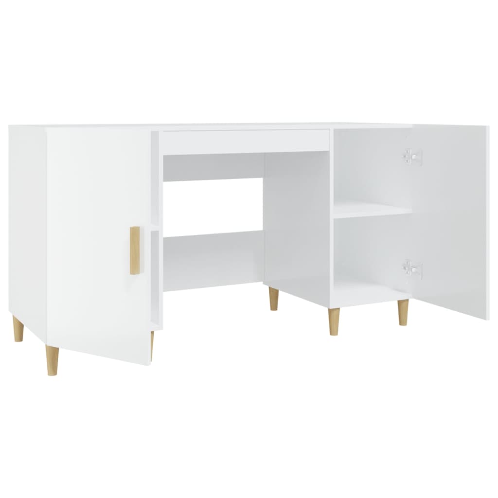 vidaXL Bureau Blanc brillant 140x50x75 cm Bois d'ingénierie