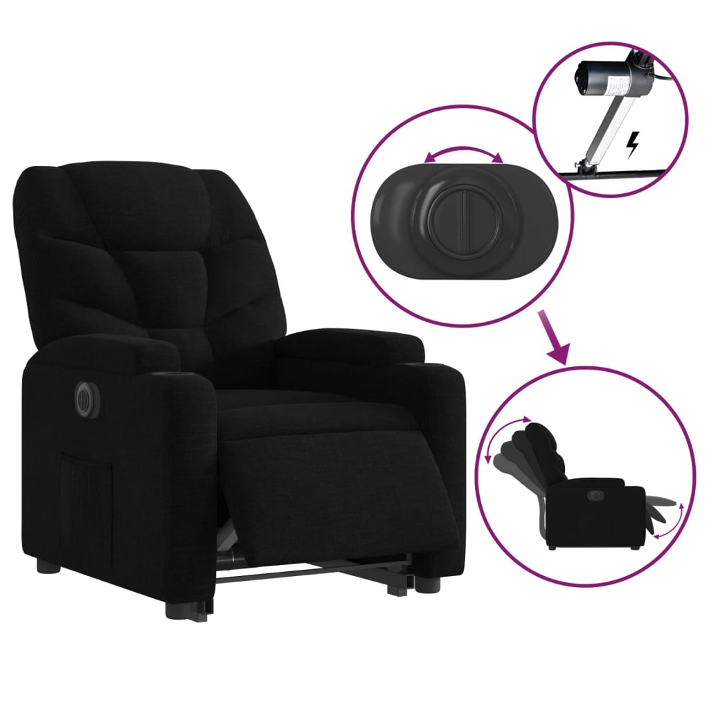 vidaXL Fauteuil inclinable électrique noir tissu