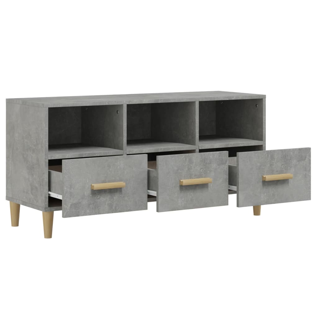 vidaXL Meuble TV gris béton 102x36x50 cm bois d'ingénierie