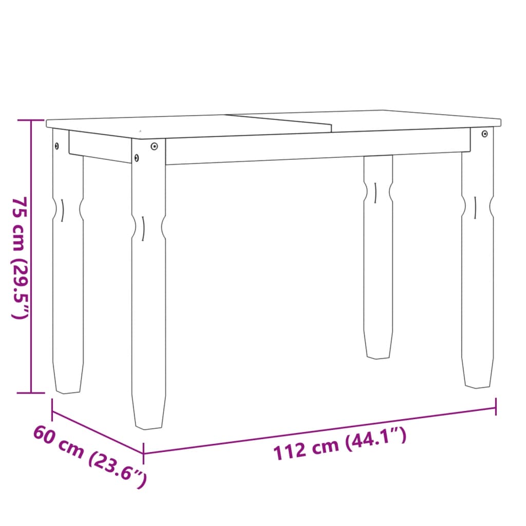 vidaXL Table à manger Corona 112x60x75 cm bois massif de pin