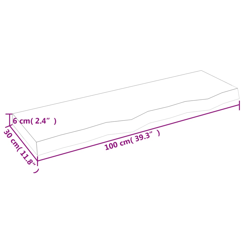 vidaXL Comptoir de salle de bain 100x30x(2-6)cm bois massif non traité