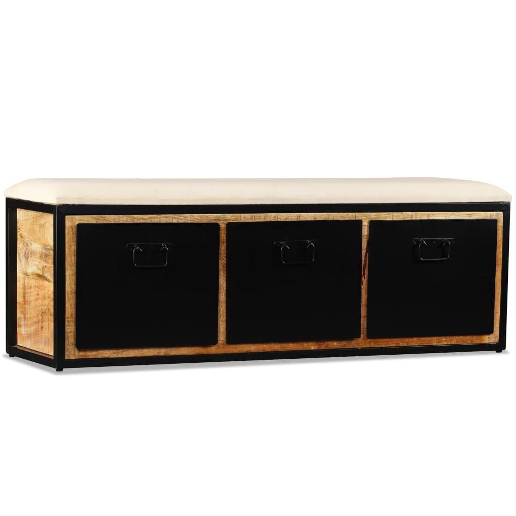 vidaXL Banc de rangement avec 3 tiroirs Bois de manguier 120x30x40 cm