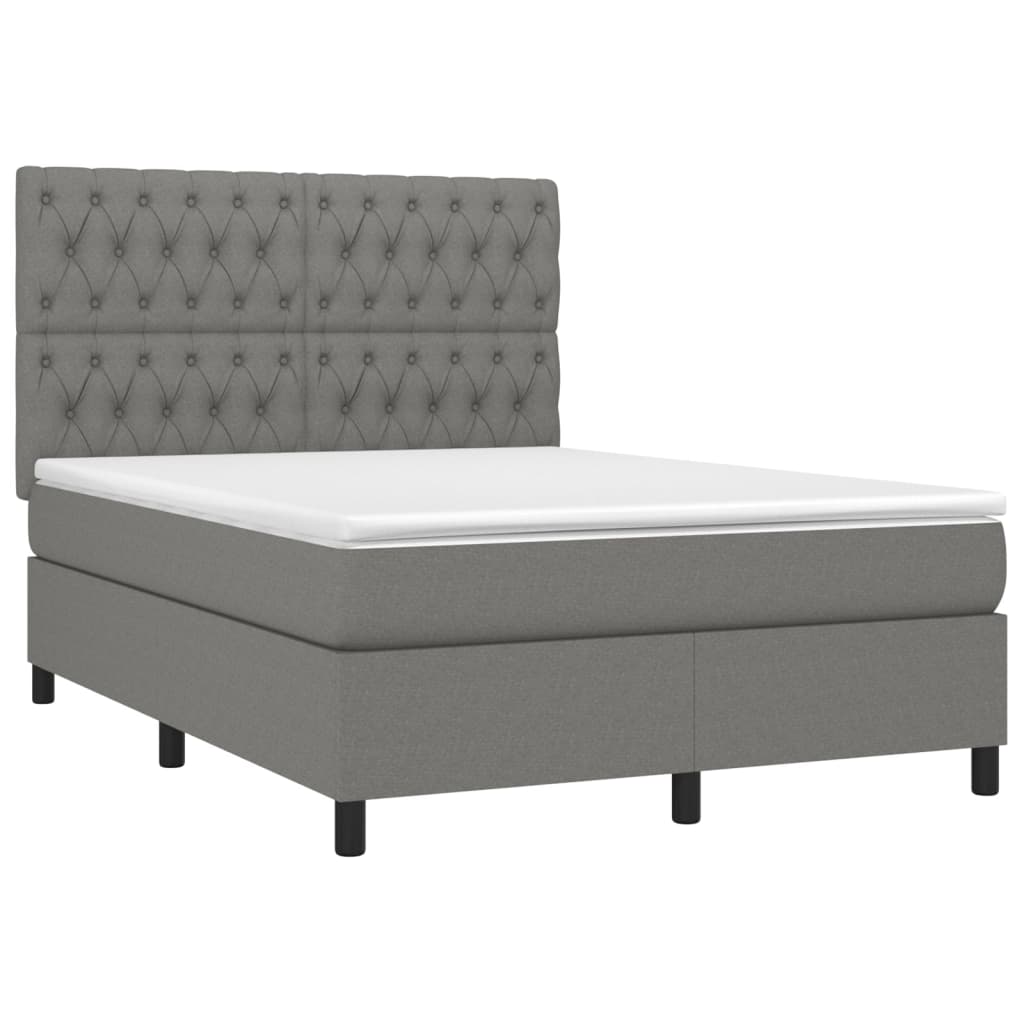 vidaXL Sommier à lattes de lit avec matelas Gris foncé 140x200cm Tissu