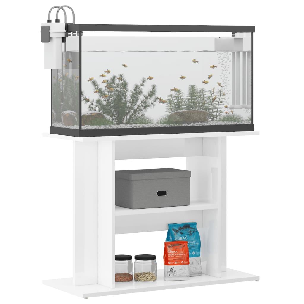 vidaXL Support d'aquarium blanc brillant 80x35x60 cm bois d'ingénierie