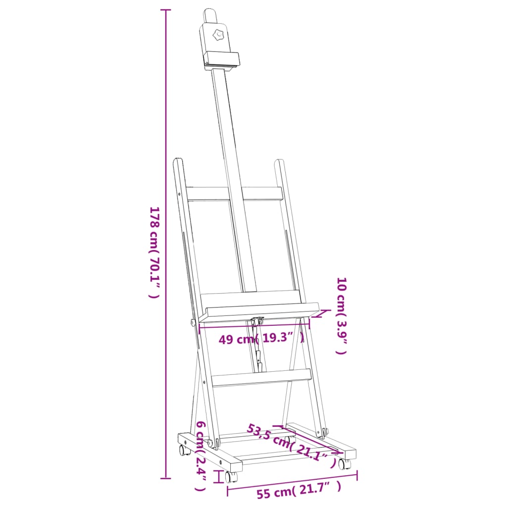 vidaXL Chevalet 55x53,5x178 cm bois de hêtre massif