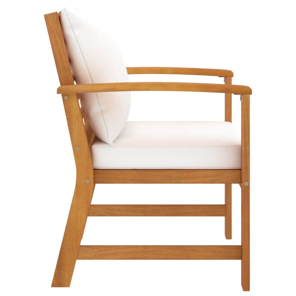 vidaXL Chaises de jardin lot de 2 et coussin crème Bois acacia massif