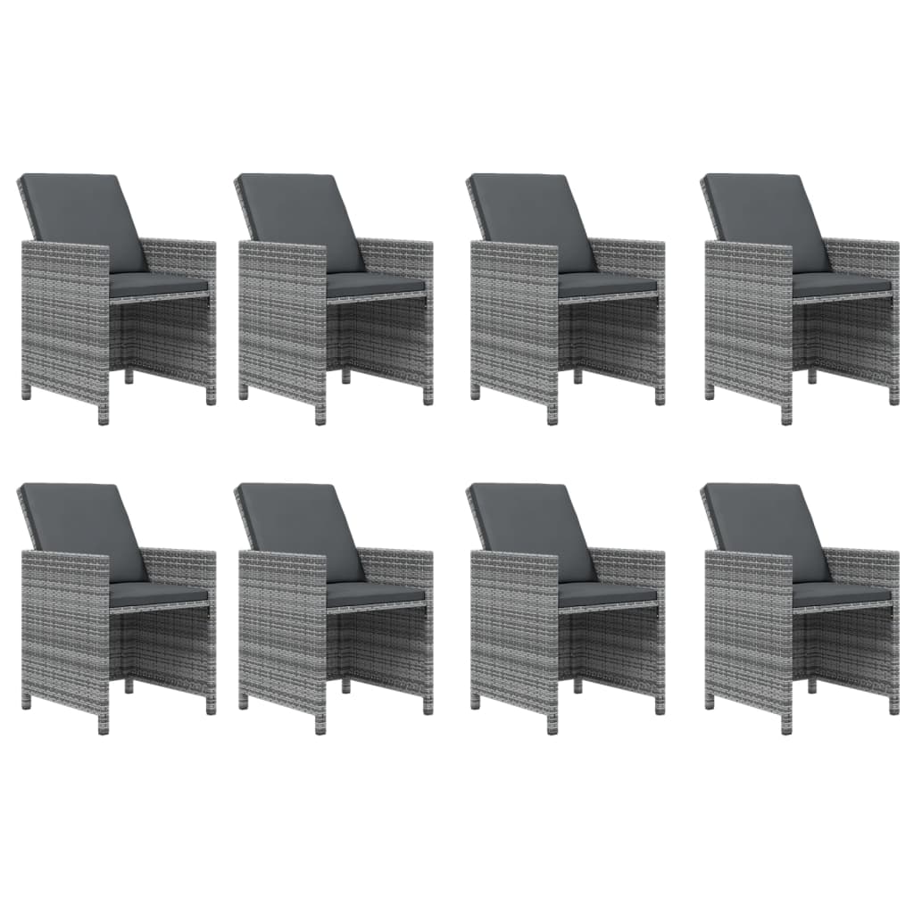 vidaXL Ensemble à manger de jardin coussins 9pcs Résine tressée Gris