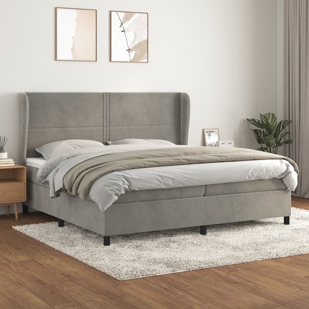 vidaXL Sommier à lattes de lit et matelas Gris clair 200x200cm Velours