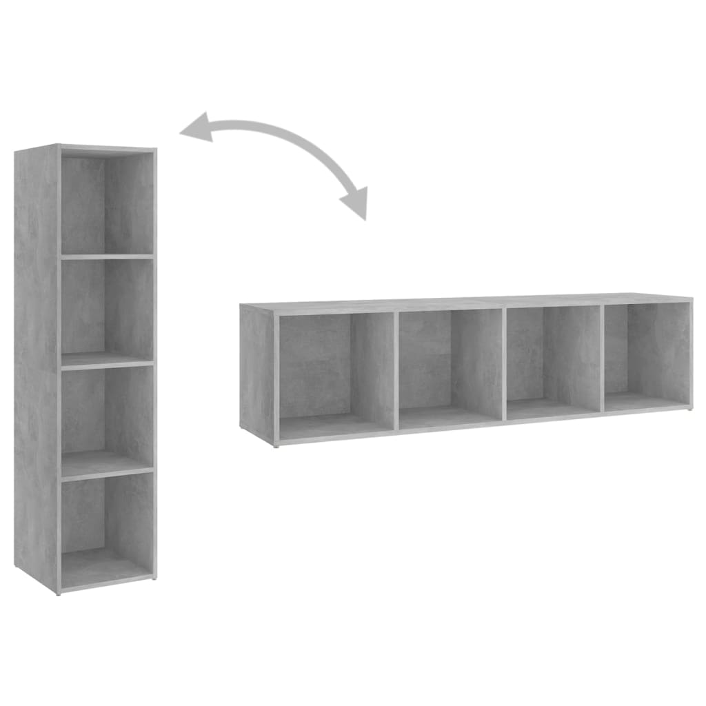 vidaXL Meuble TV gris béton 142,5x35x36,5 cm bois d’ingénierie