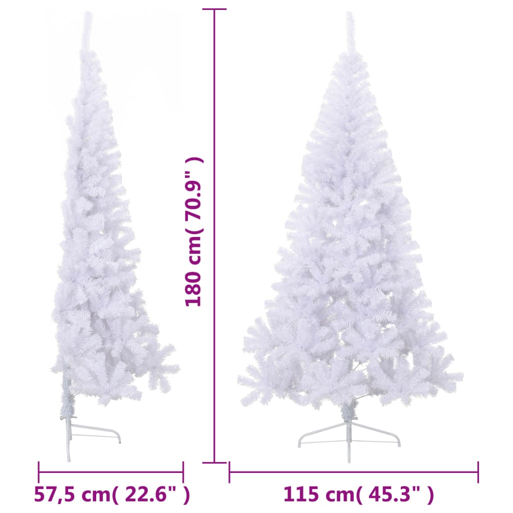 vidaXL Sapin de Noël artificiel moitié avec support blanc 180 cm PVC