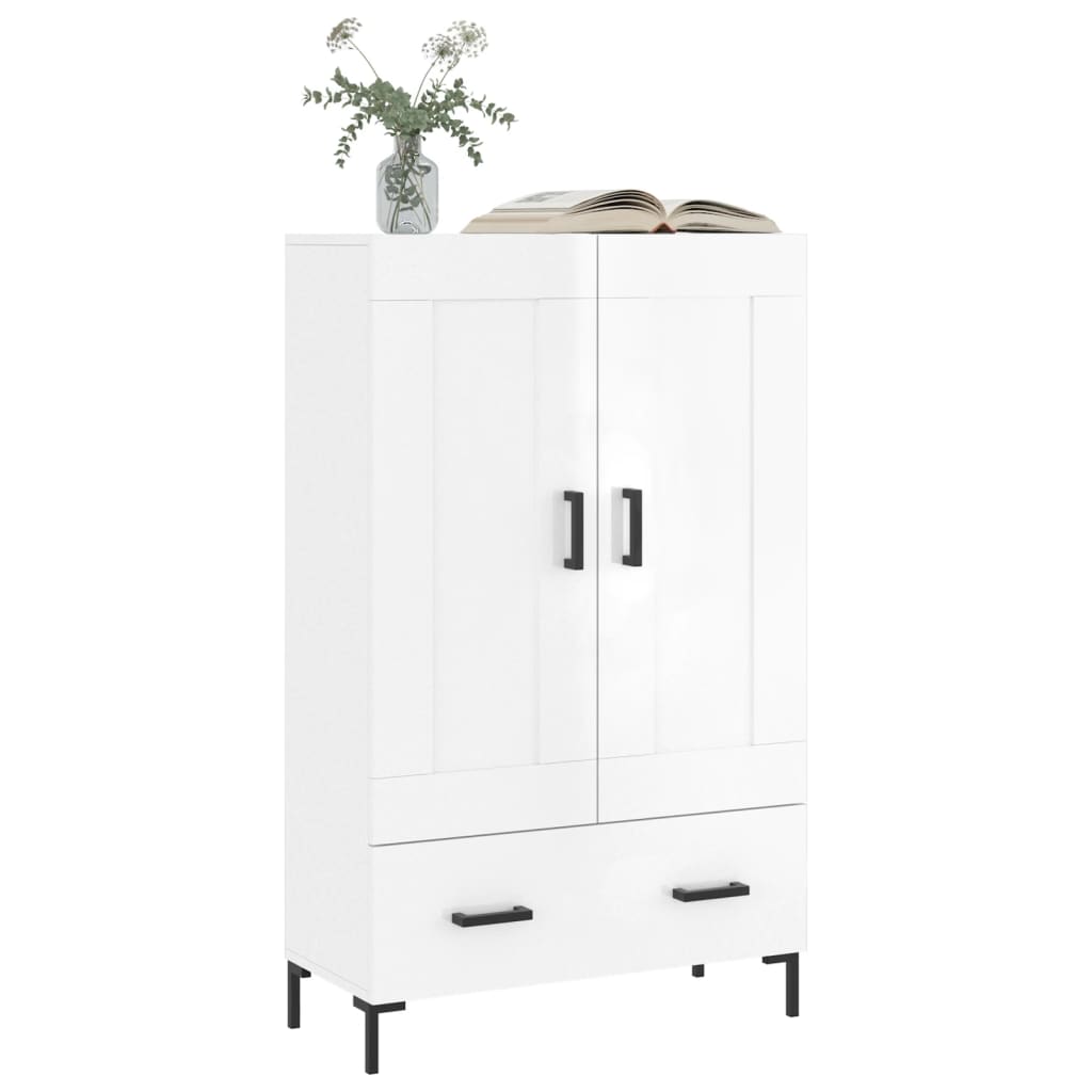 vidaXL Buffet haut blanc brillant 69,5x31x115 cm bois d'ingénierie