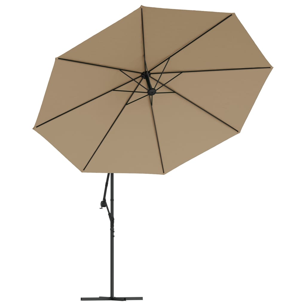 vidaXL Parasol de jardin en porte-à-faux et poteau en aluminium taupe