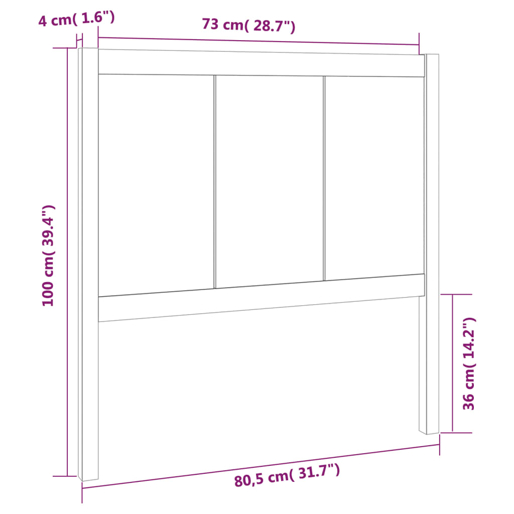 vidaXL Tête de lit Noir 80,5x4x100 cm Bois massif de pin