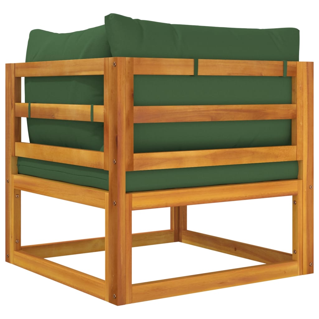 vidaXL Canapé d'angle sectionnel et coussins verts bois massif acacia