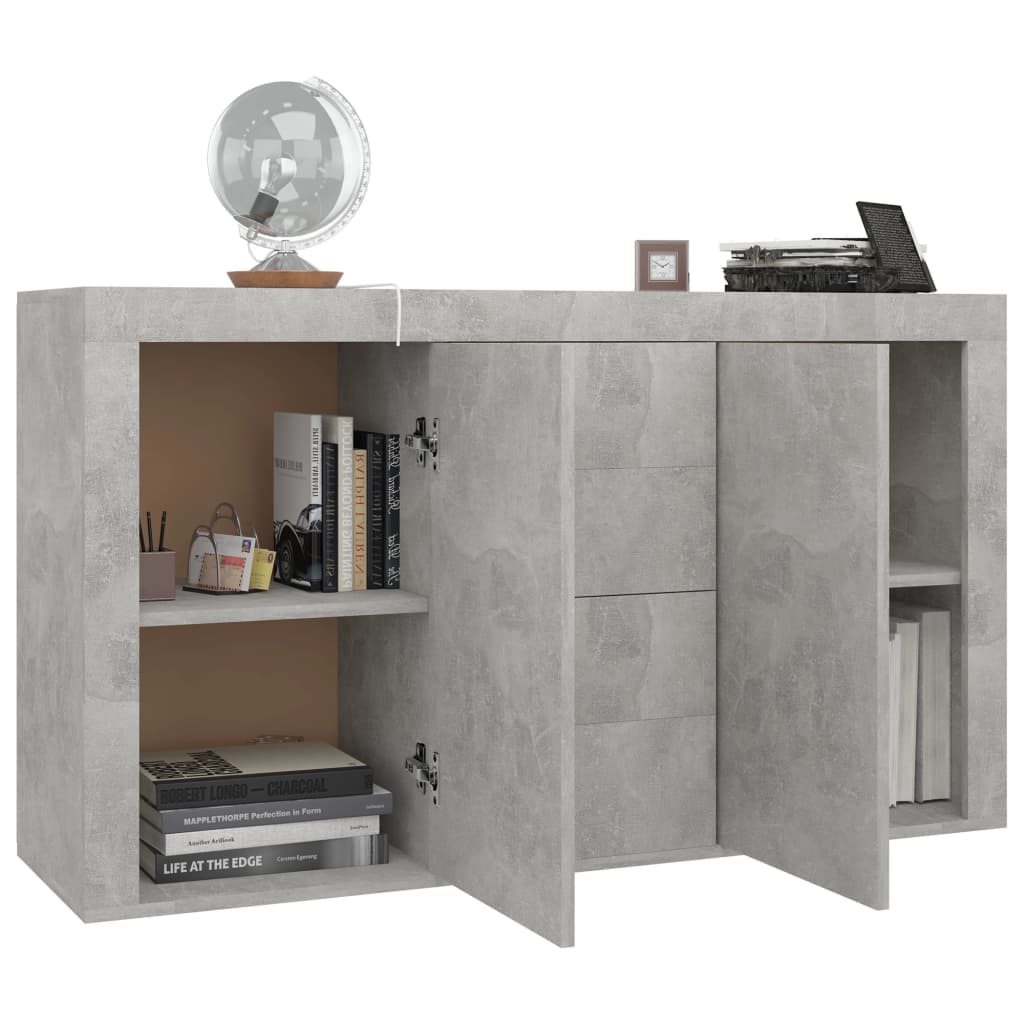 vidaXL Buffet Gris béton 120x36x69 cm Bois d’ingénierie