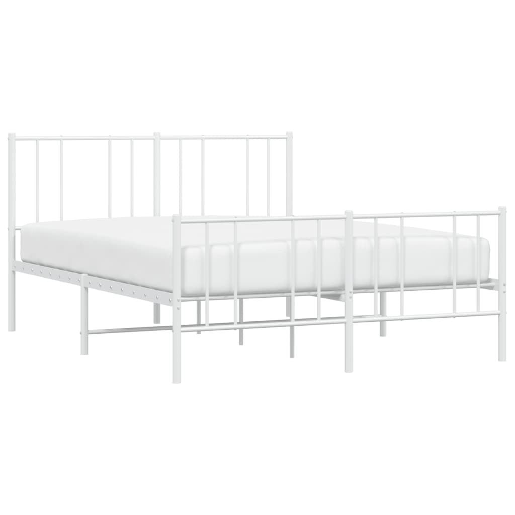 vidaXL Cadre de lit métal sans matelas et pied de lit blanc 120x190 cm