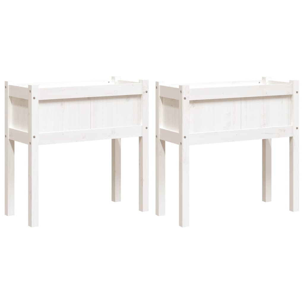 vidaXL Jardinières 2 pcs avec pieds blanc bois de pin massif