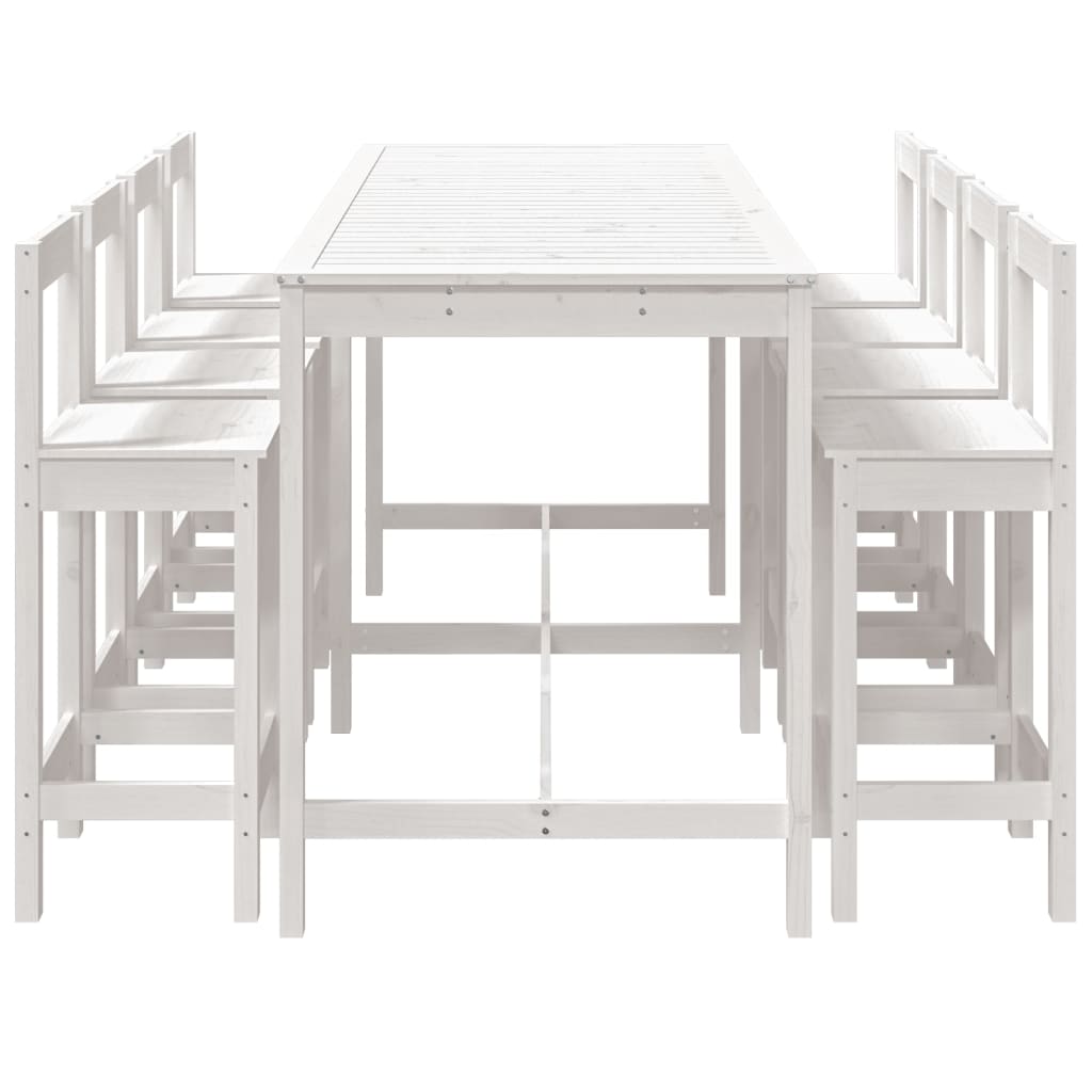 vidaXL Ensemble de bar de jardin 9 pcs blanc bois de pin massif