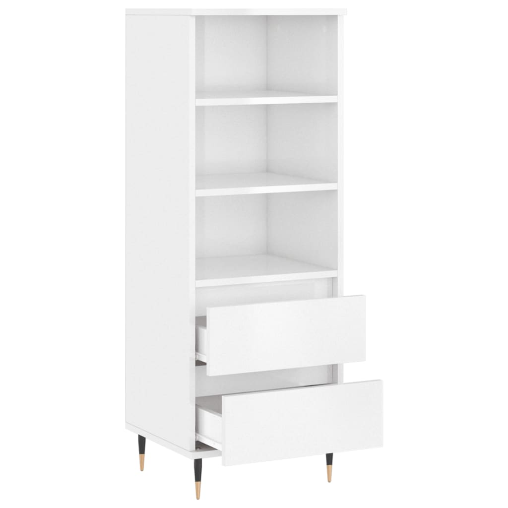 vidaXL Buffet haut Blanc brillant 40x36x110 cm Bois d'ingénierie