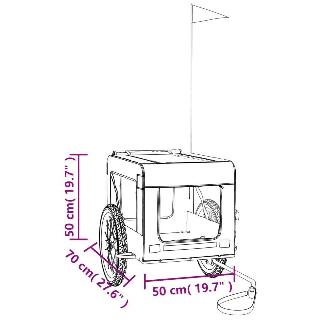 vidaXL Remorque de vélo pour animaux de compagnie orange et noir