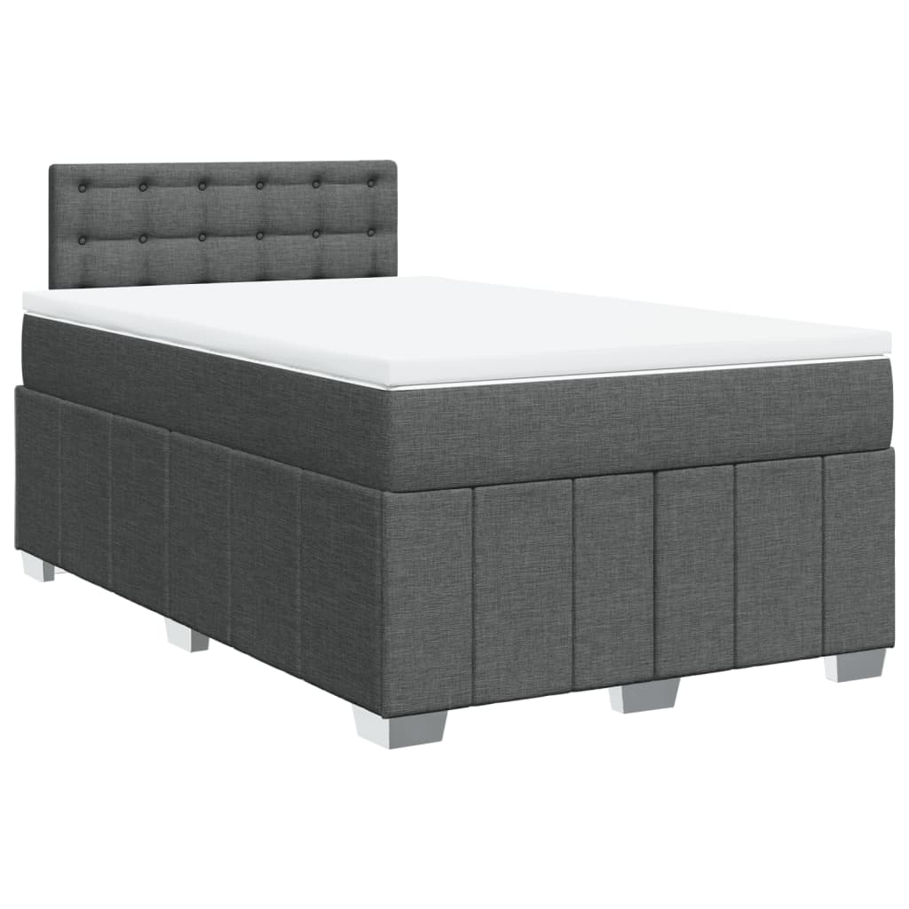 vidaXL Sommier à lattes de lit avec matelas gris foncé 120x190cm tissu