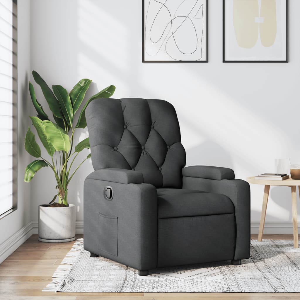 vidaXL Fauteuil inclinable Gris foncé Tissu