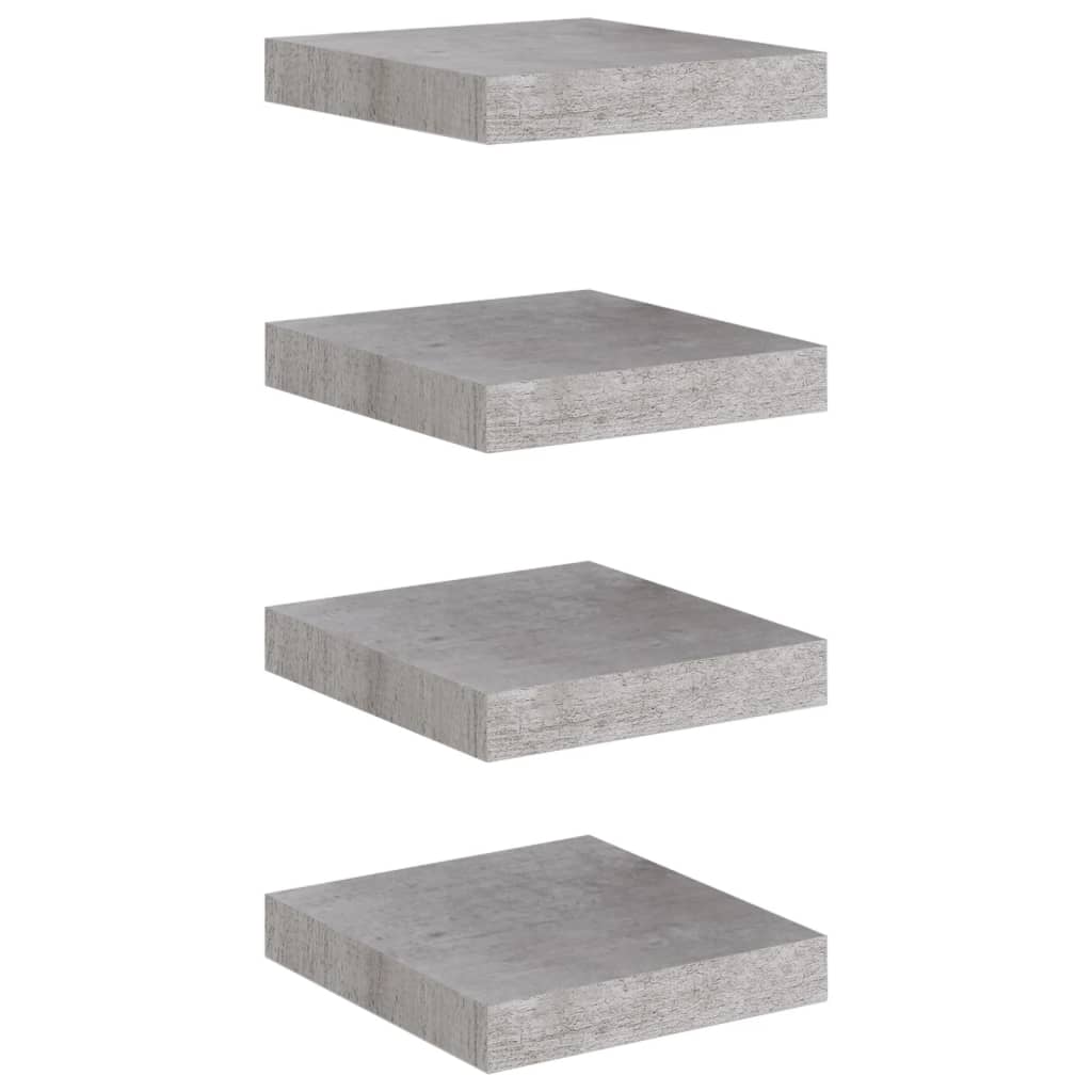 vidaXL Étagères murales flottantes 4 pcs gris béton 23x23,5x3,8 cm MDF