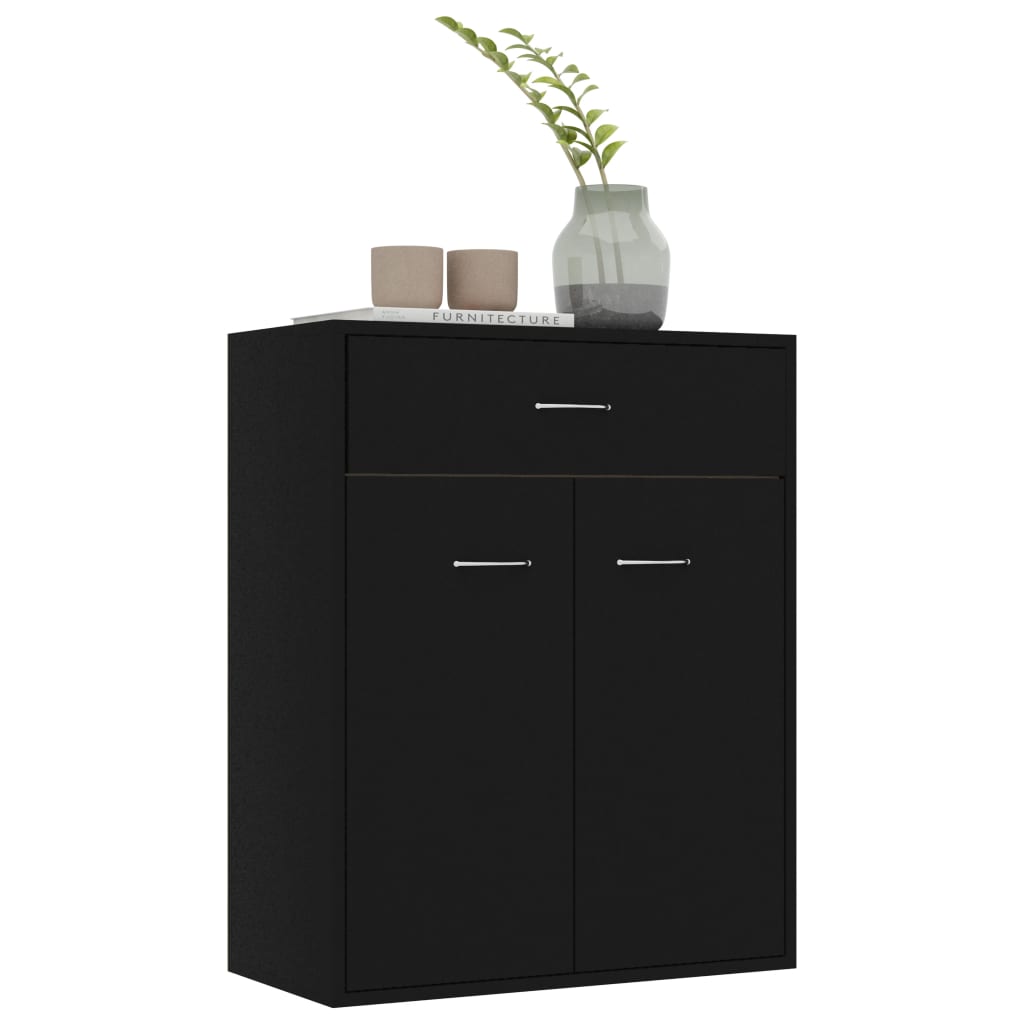 vidaXL Buffet noir 60x30x75 cm bois d'ingénierie