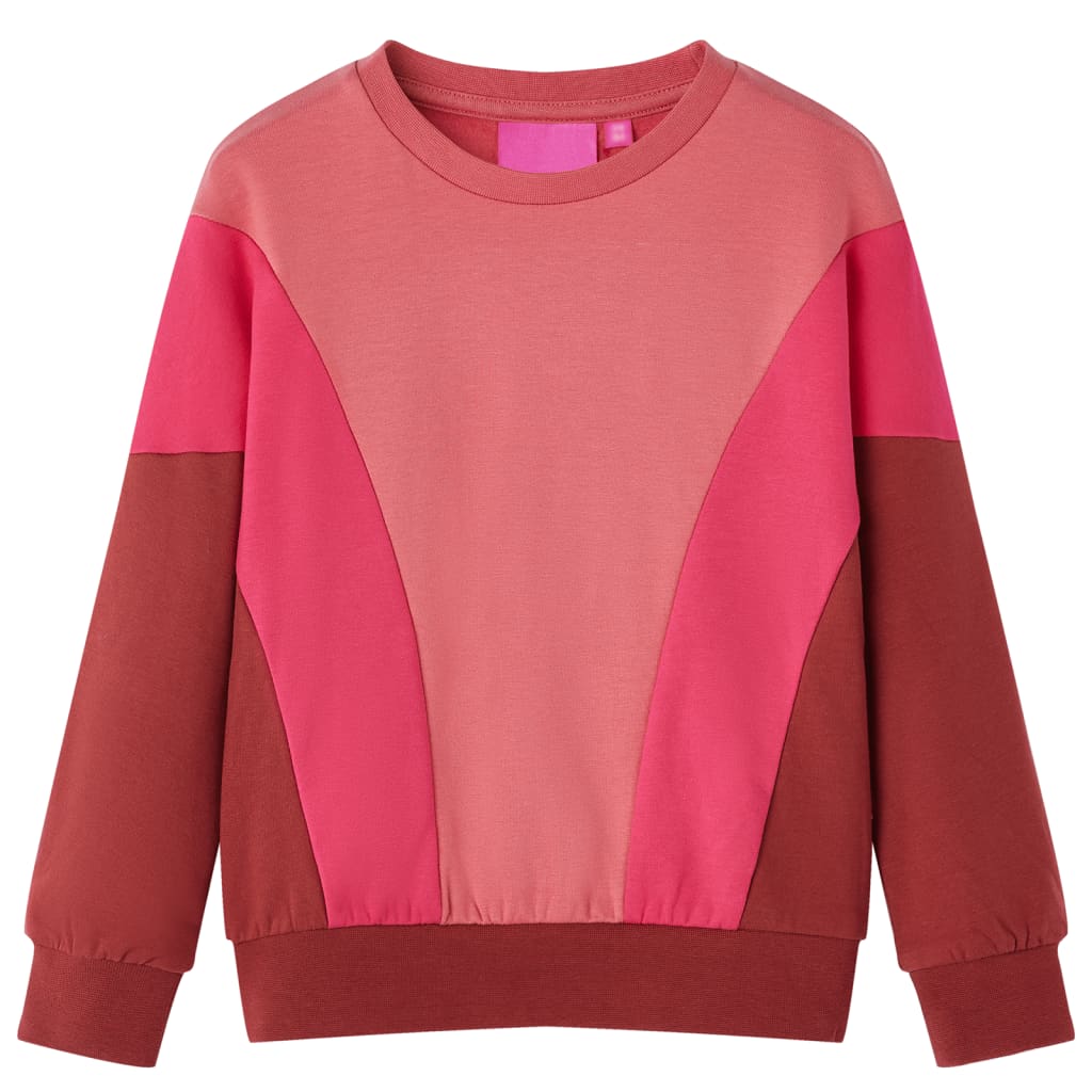 Sweat-shirt enfants bloc de couleurs rose et henné 140