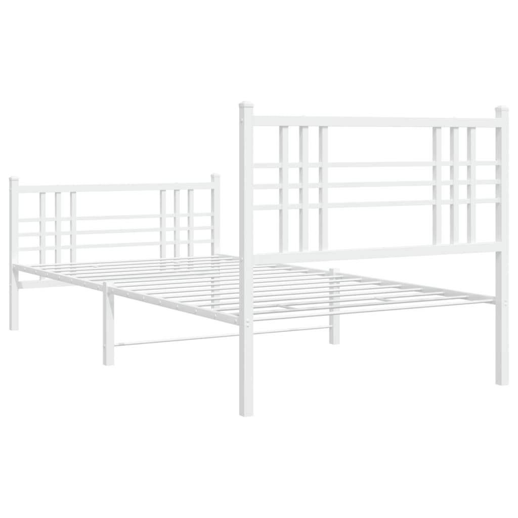 vidaXL Cadre de lit métal sans matelas avec pied de lit blanc 90x190cm