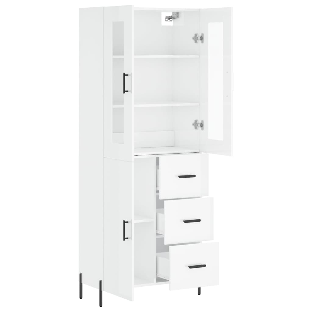 vidaXL Buffet haut Blanc brillant 69,5x34x180 cm Bois d'ingénierie