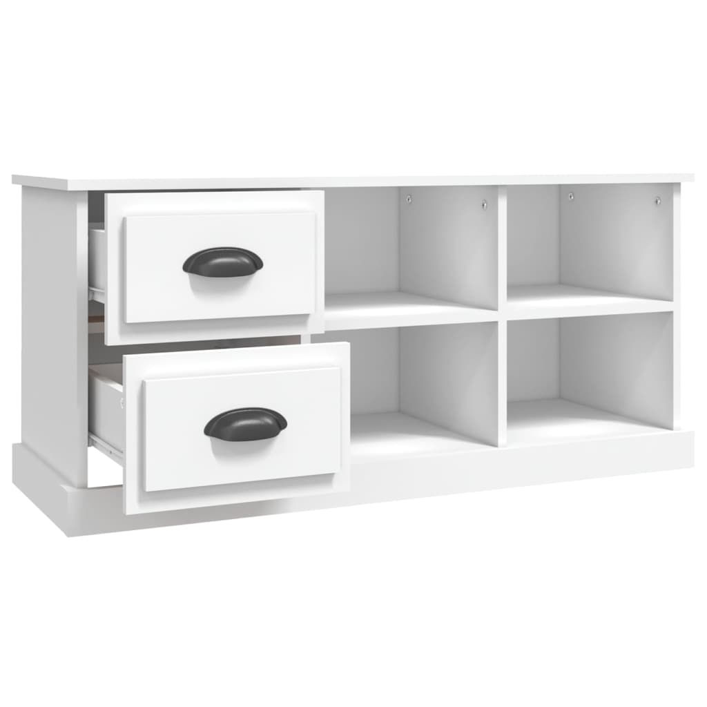 vidaXL Meuble TV blanc 102x35,5x47,5 cm bois d'ingénierie