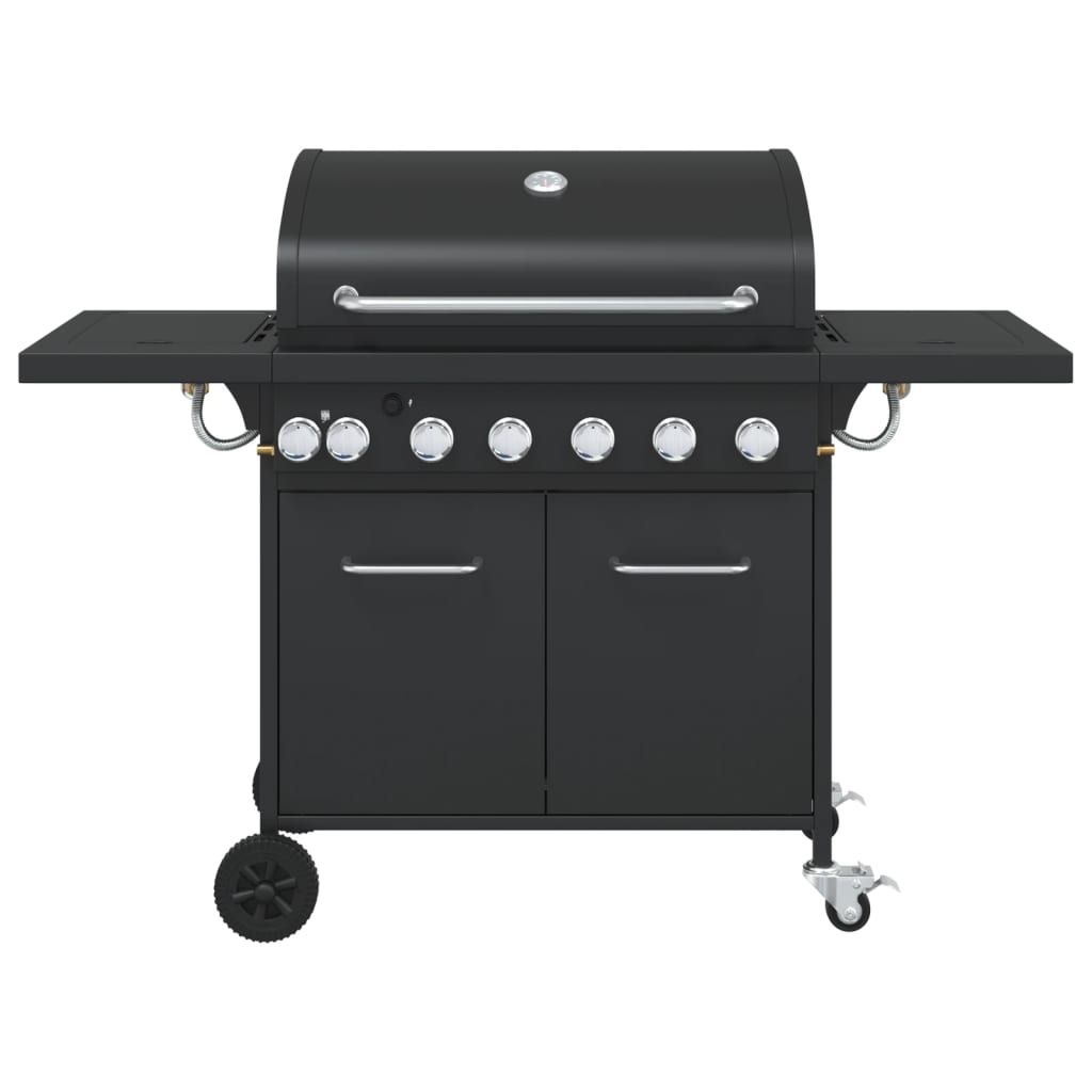 vidaXL Barbecue gril à gaz avec 7 brûleurs noir acier enduit de poudre