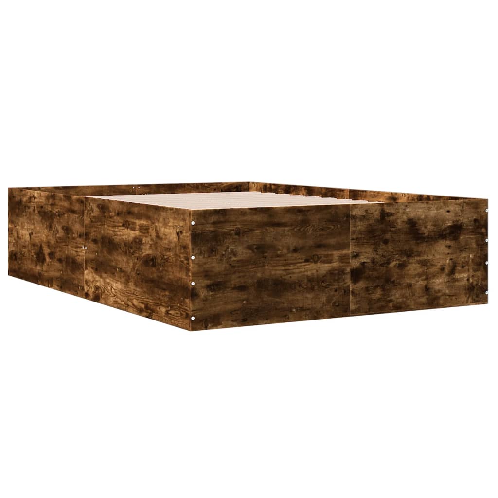 vidaXL Cadre de lit chêne fumé 120x190 cm bois d'ingénierie