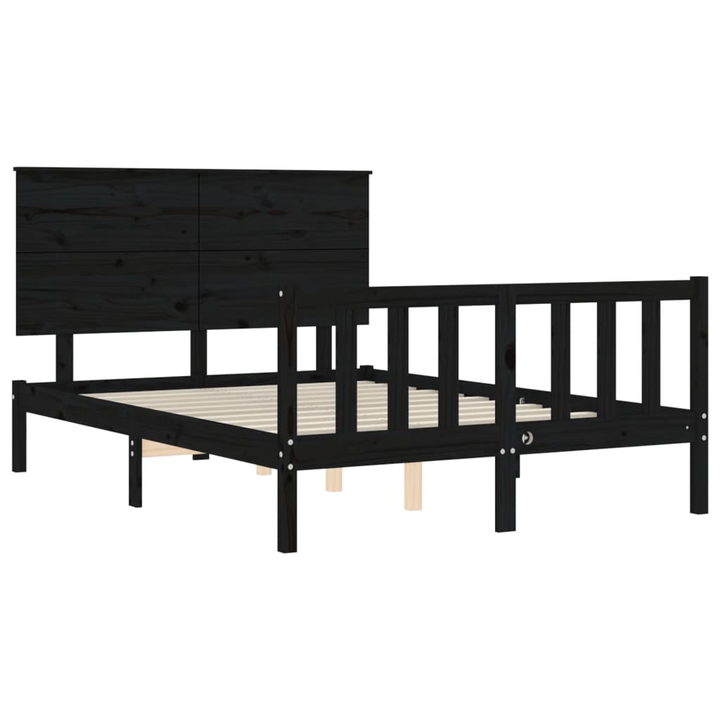 vidaXL Cadre de lit sans matelas noir 120x200 cm bois de pin massif